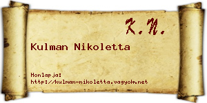 Kulman Nikoletta névjegykártya